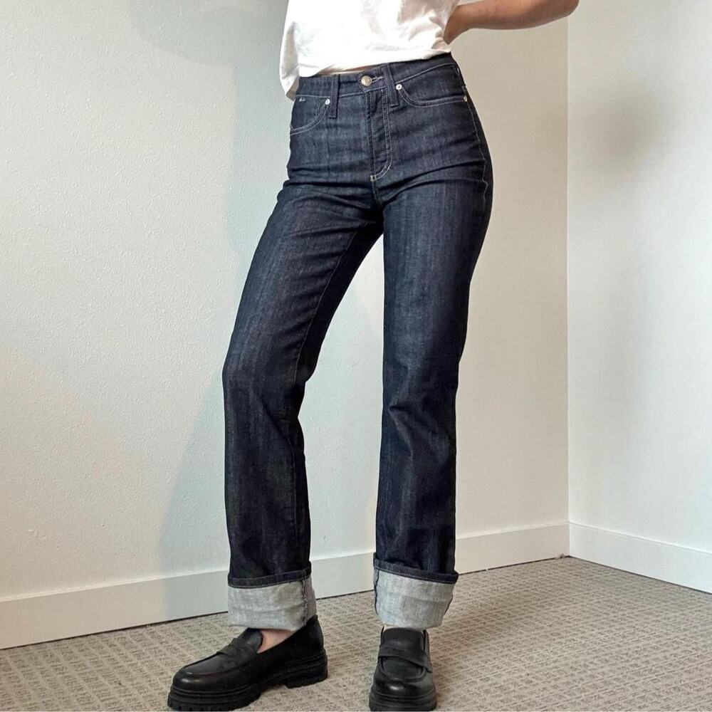 Cambio Jeans Dark wash indigo cuffed denim with a straight leg fit